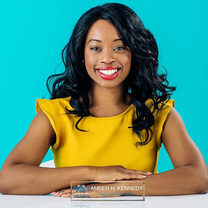 PlaqueMaker Personalized Name Plates for Desks, Custom-Engraved or Color Printed Inlcude a Logo, Office Decor (Jade) (8 x 2" with Color Printing)