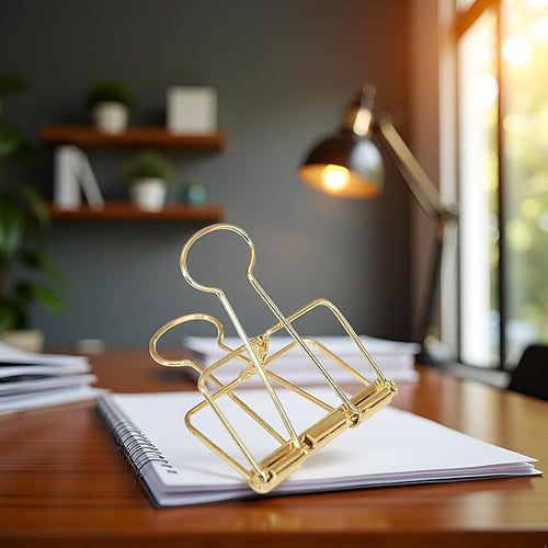 4Pcs Golden Hollow Out Long Tail Wire Binder Clips Paper Binder Clip Large 51mm Binder and Paper Clips Small in Size and Light in Weight,Clips, Clamps and Rings,Clips, Clamps and Rings