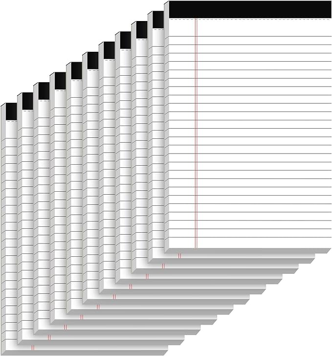 10 Pack of Legal Pad Writing Pads 5" x 8" Notepad 80gsm Recycled Paper Small Legal Pads 25 Lines Note Pads Perforated Legal Pads 30 Sheets Double-Sided Printing Legal Pads for School, College, Office