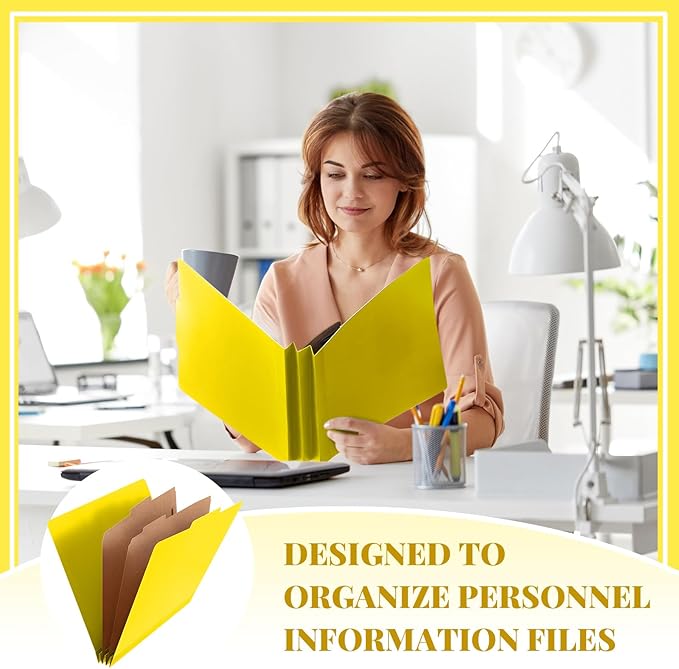 Skyygemm 24 Pcs Classification Folders Letter Size Bulk - 2 Dividers Pressboard File Folder with 3. 5 Inch Expansion, 2 Prongs Fastener, Heavy Duty Office File Organizer for Teacher Medical (Yellow)