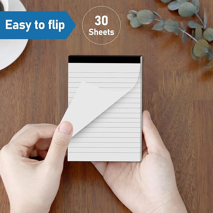 MuiAng 6 Pcs Perforated Note Pads College Ruled - 4" x 6" Inch Writing Notepad for Daily Planning - Perforated Small Notepads with 31 Sheets per Pad - Ruled Papers
