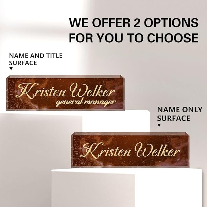 Name Plate for Desk, Desk Name Plate Personalized, Office Decor for Women Men, Acrylic Desktop Accessories, Office Appreciation Gifts for Boss Social Workers Nurse Teacher Employee (Deep Red)