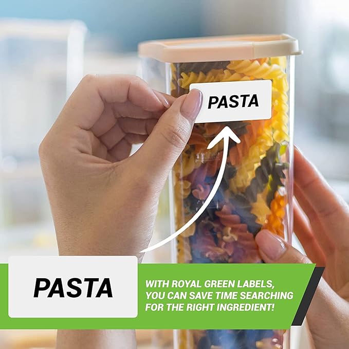 Pastel Pink Sticker Label Rolls 1.57 x 0.75 inch, 5 Rolls- 2500-Pack, Rectangular Easy Write Labels 40mmx19mm by Royal Green