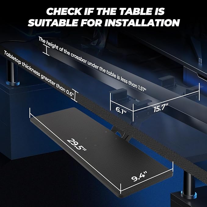 FAHKNS Keyboard Tray Under Desk，Multi-Function Keyboard Tray Adjustable with Mouse Pad & Wrist Rest，Ergonomic Large Size Keypad Tray Holder， Suitable for Office/Game/Home
