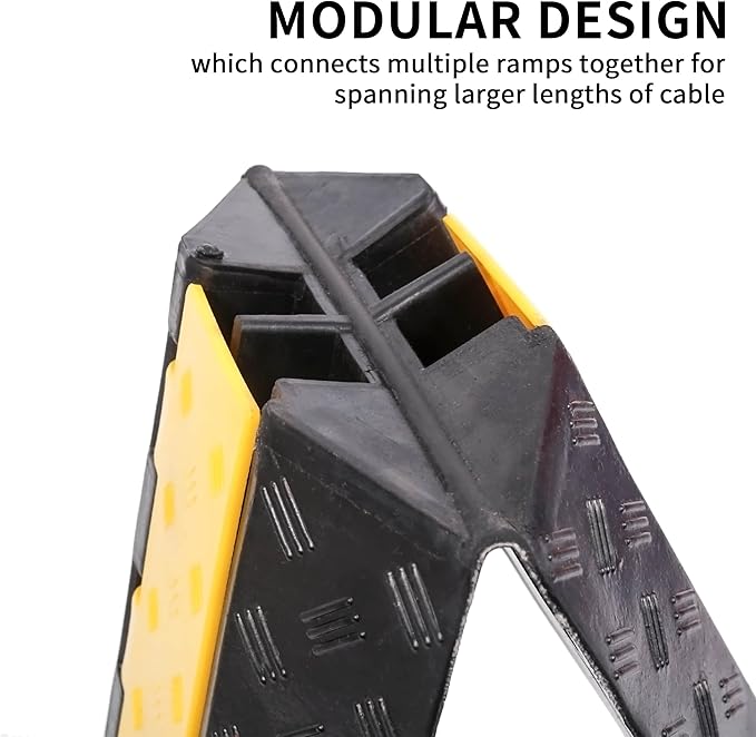 Rubber Cable Ramp Cord Cover Cable Protector Ramps Wire Hose Protective 2 Channel 22000Lbs Load Capacity Traffic Speed Bump for Asphalt Concrete Gravel Driveway Indoor Outdoor, 1 Pack