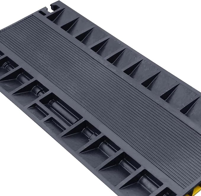 Heavy-Duty Rubber Cable Protector Ramp (1-Pack) - 2-Channel Floor Cord Cover for Driveway, Warehouse, Events - 22,000 lbs Load Capacity - Indoor & Outdoor Use - Cable Speed Bump for Hoses, Cables