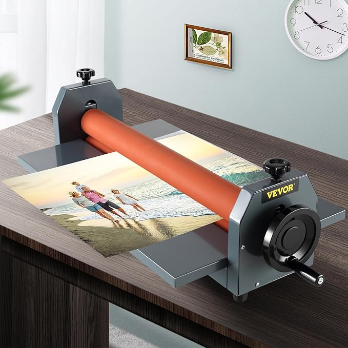VEVOR 29.5 Inch Cold Laminator Machine 10mm Manual Vinyl Photo Film Cold laminator Hand Crank Pressure Cold Roll laminator(29.5 Inch)