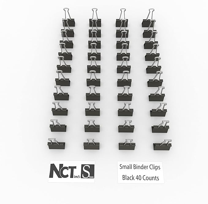 Nctinystore Binder Clips Small Metal Clamp 0.75 inch / 19 mm (Black, 40-PCS)