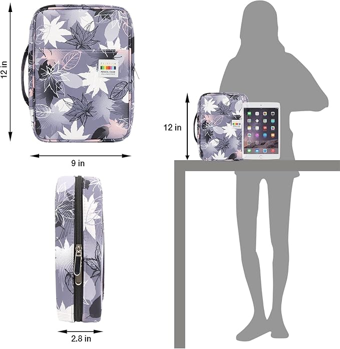 YOUSHARES Big Capacity Colored Pencil Case - 220 Slots large Pen Case Organizer with Multilayer Holder for Prismacolor Colored Pencils & Gel Pen (Maple leaf)