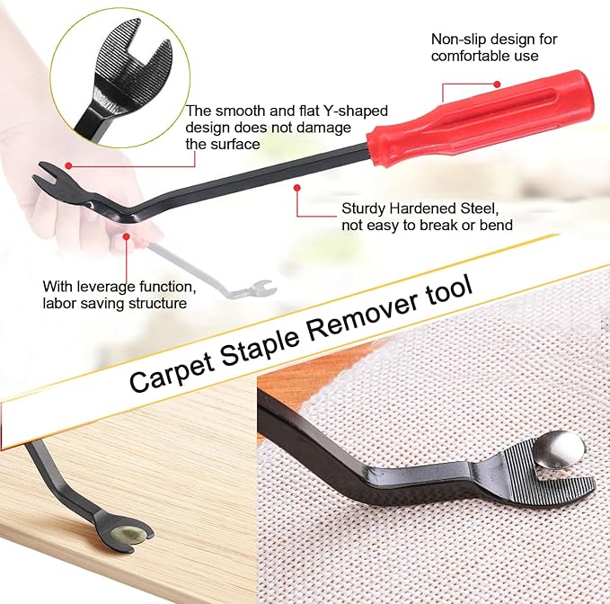 CLcsfwk 4Pcs Upholstery and Construction Staple Remover with Tack Puller Tool, Nail Puller, Carpet Nail Remover, Heavy Duty Staple Puller Remover, for Furniture Floor Wooden Case Carton Photo Frame
