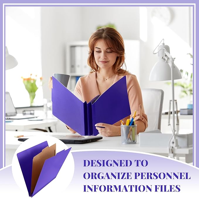 Skyygemm 72 Pcs Classification Folders Letter Size, 1 Divider Pressboard File Folder with Fasteners, Expanding Tax File Organizer Bulk for Teachers, Office, Church, Christmas Donations (Purple)