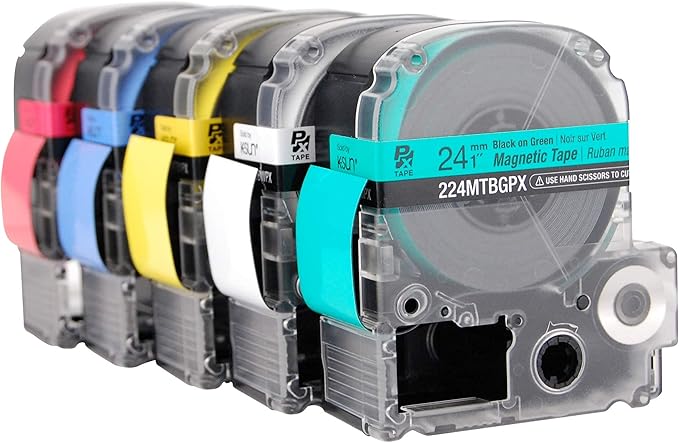 Epson LABELWORKS 224MTBRPX-4.9 Genuine Magnetic Tape Cartridge - Black on Red Magnet Label Maker Tape - 1" (24MM) Wide, 4.9 ft, Red