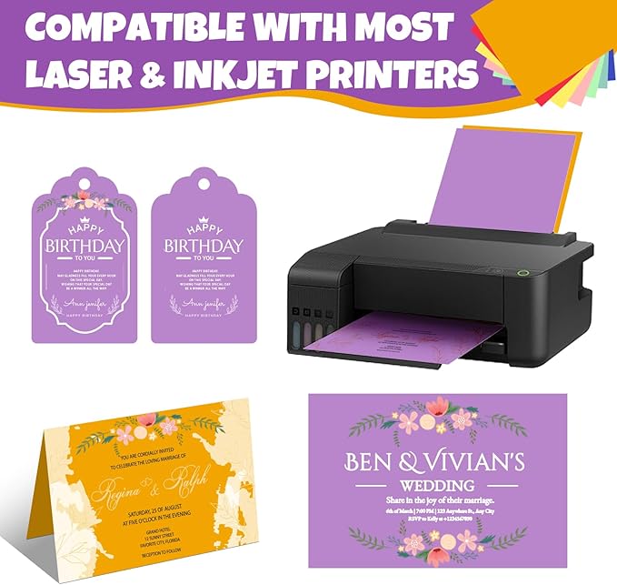 100 Sheets 8.5" X 11" Colored Cardstock, 50 Assorted Colors Construction Paper Card Stock Printer Paper for Printing, Card Making, DIY Crafts,School Supplies,Party Decorations (180GSM/65LB)