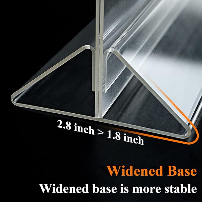 Seencool 4x6 Sign Holder - 12 Pack Small Sign Holder Acrylic Display Stand, Clear Plastic Picture Frame Paper Holder, Double Sided Table Menu Transparent Stand for Office, Home, Restaurant, Wedding