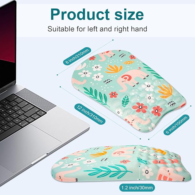 Ergonomic Wrist Mouse Pad with Massage Design, Wrist Rest Pain Relief Mousepad with Memory Foam Non-Slip PU Base, Mouse Pad with Wrist Support for Wireless Mouse & Desk,Y Little Elephant
