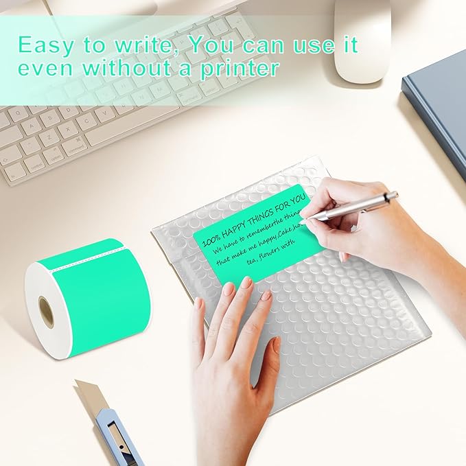 YOULAISHI 3 x 5 inch Home Moving Box Labels for Storage Bins 300pcs Colored Blank Label Sticker for Shipping Thermal Printer Color Coding Rectangle Moving Labels for Packing Boxes,Watercolor Green