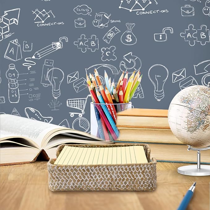 4 x 6 Inch Sticky Note Holder,Seagrass Post It Note Dispenser,Woven Sticky Note Dispenser,Farmhouse Style Post It Holder for Home Office Desk Decor,Whitewash