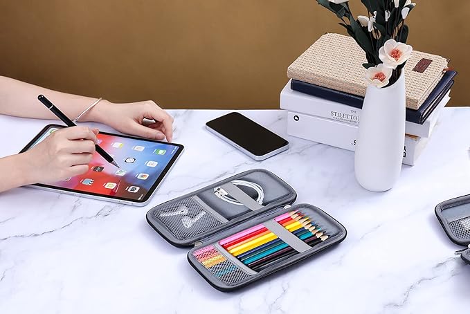 iDream365 Upgraded Hard Pencil Case Box for Adults,Durable Pen Carrying Case with Zipper-Grey