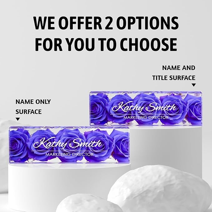 Personalized Name Plate for Desk, Custom Desk Name Plate, Acrylic Name Plate Office Desk Accessories, Personalized Office Gifts for Coworkers Teachers, Employee Appreciation Gifts (BigPurple)