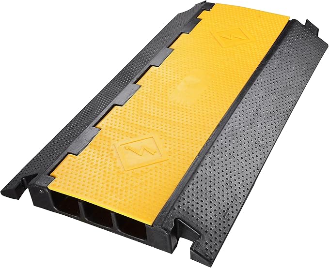 Yescom Cable Ramp Protector 3 Channel Garden Hose Protecitive 44000 Lbs Load Capacity Heavy Duty Speed Bump for Road Driveway Walkway