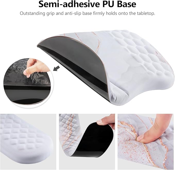 Mouse Pad Wrist Support, Laokiiy 2 in1 Keyboard Wrist Rest+ Ergonomic Mouse Pad, Non-Slip Wrist Rest for Computer Keyboard, Made Easy Typing & Relieve Wrist Pain(White)