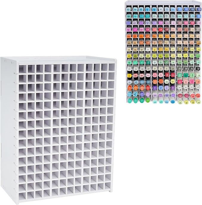 SANFURNEY Marker Pen Organizer Holder for 180 Markers, Craft Art Supply Storage Rack, Desktop Art Marker Pens Colored Pencils Holder Storage Case for Home Classroom Office