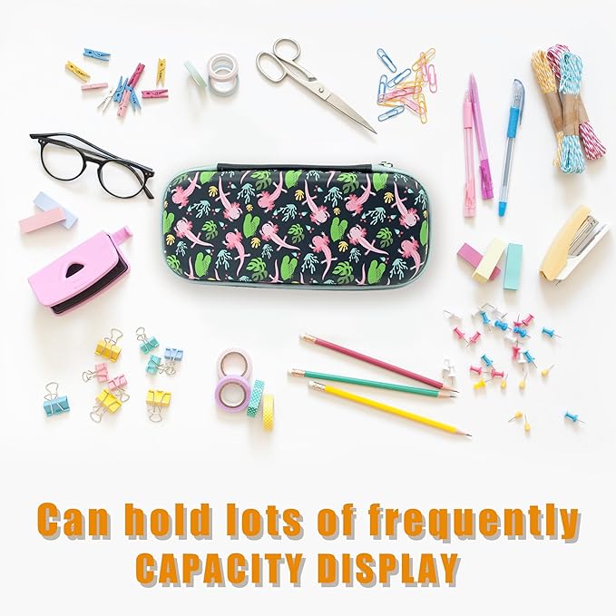 Axolotl Pencil Case Zip Pencil Box Multi Pouch Holder Desk Organizer For Boys Girls School Office
