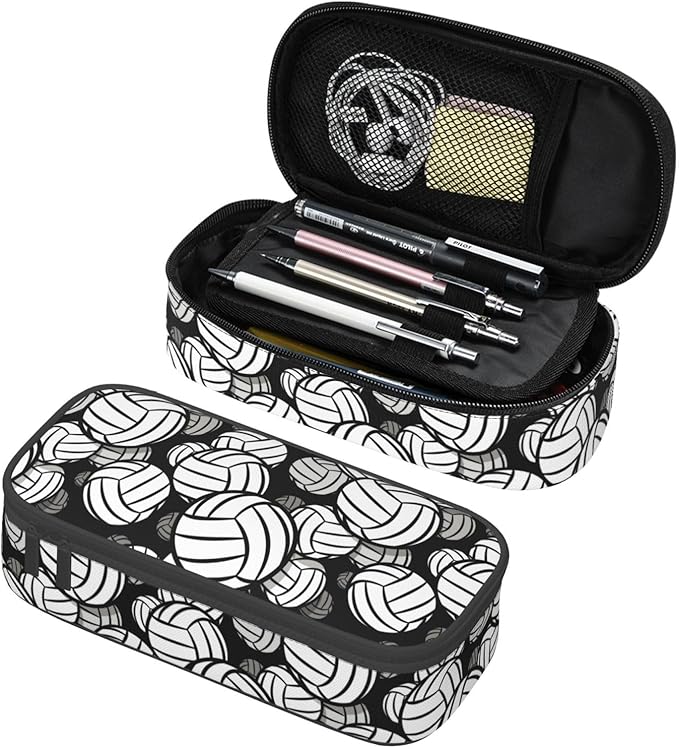 Volleyball Ball Pattern Pencil Case Big Capacity Storage Pencil Pouch Stationery Bags With Zipper Portable Pen Holder Box Organizer For Boys Girls Teens Student College School Office Supplies