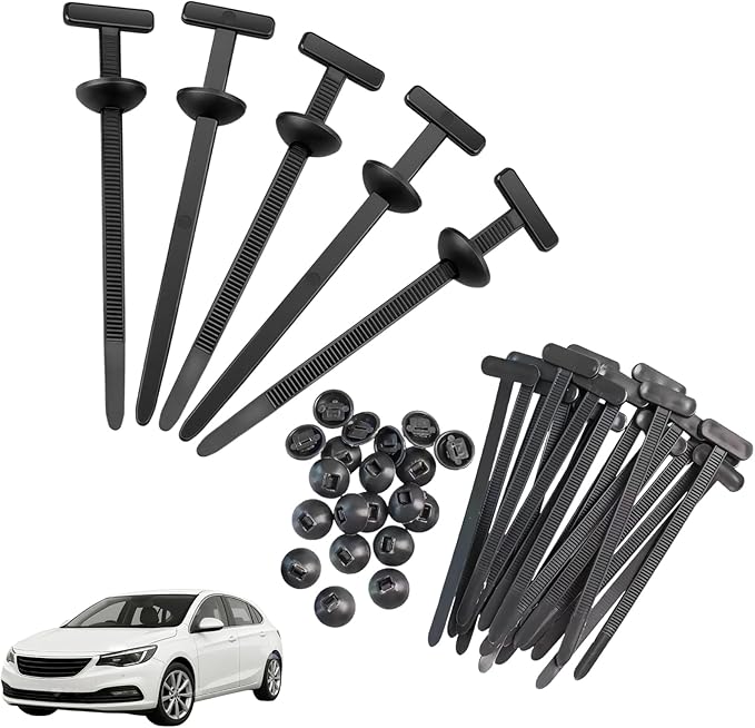 100 Pcs Nylon Universal Cable Tie Buckle, Self-Locking Zip Tie Clips with Pin & Button Design, UV Resistant Plastic Cable Tie Buckle Fasteners for Auto Car Body Repair, Home & DIY Use