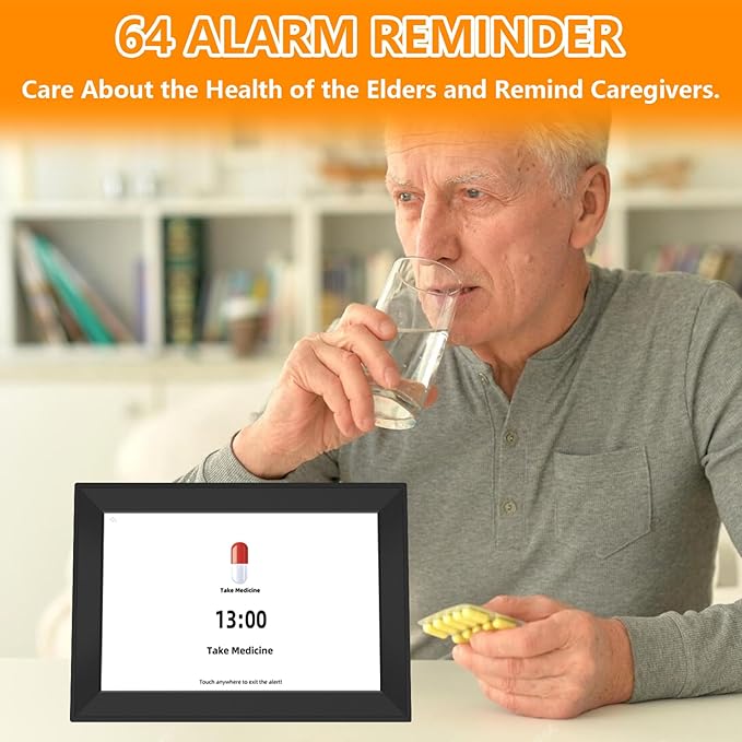 Smart Digital WiFi Clock, 10.1" Inch Touch Screen Auto Time and Date Sync, 7-Day Weather, 64 Custom Alarms & Schedules,2026 Calendar No App Required