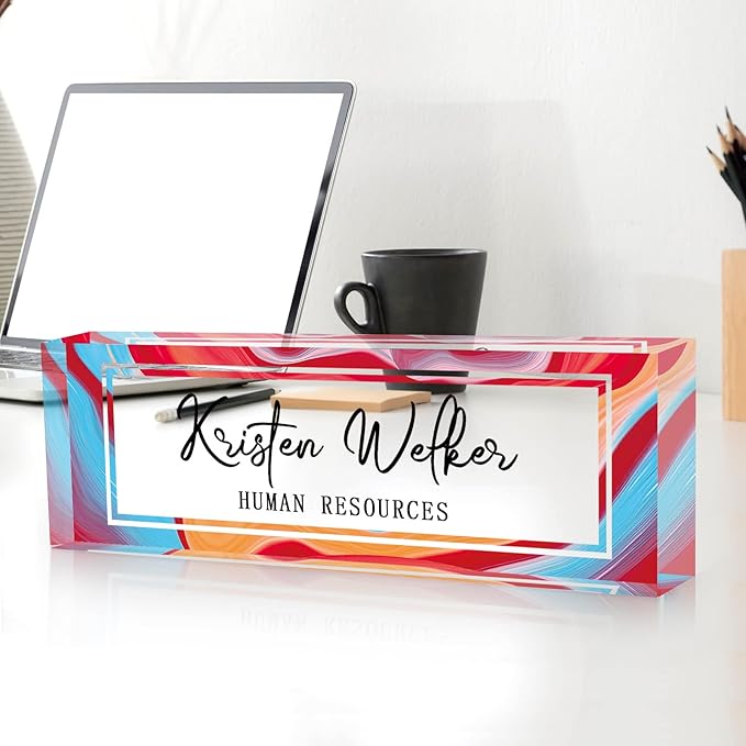 SalaGraphics Desk Name Plate Personalized, Custom for Desk, Office Decor Women Men, Acrylic Accessories, Gifts Coworkers Boss Teacher, Employee Appreciation (Colorful), colorful, 8”(L)x2.5(W)