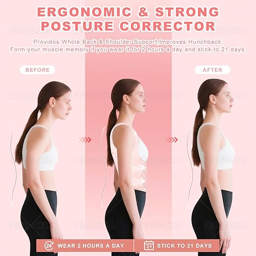 Back Brace Posture Corrector for Women and Men, Adjustable Shoulder Straightener Full Lumbar Support Belt, Upper and Lower Back Pain Relief, Scoliosis Hunchback Hump Thoracic Spine Corrector (Pink L)