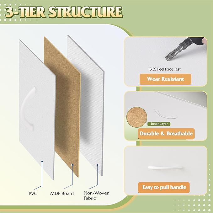 WLIVE 9-Drawer Dresser, Fabric Storage Tower for Bedroom, Hallway, Closet, Tall Chest Organizer Unit for Bedroom with Fabric Bins, Steel Frame, Wood Top, Easy Pull Handle, White