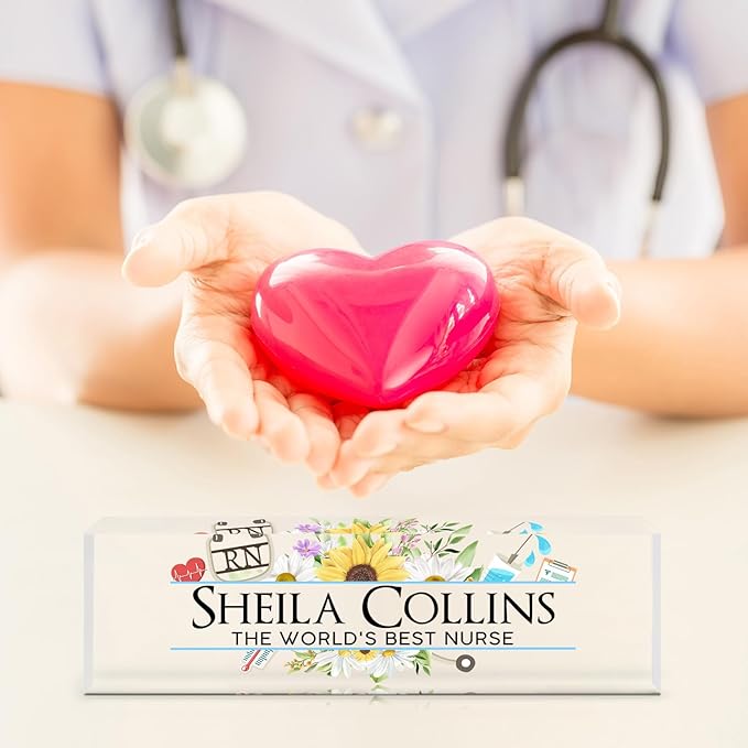 Custom Acrylic Name Plate for Desk, Employee Appreciation Gifts, Personalized Office Decor, Funny Gifts for Coworkers, Boss, Teacher (Nurse A)