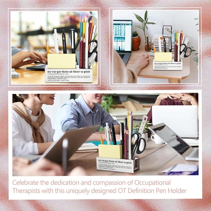 Occupational Therapist Gifts, OT Definition Desk Organizer, Funny OT Appreciation Gifts for Men and Women, Office Pen Holder with Sticky Notes Slot, Graduation or Thank You Gifts for OT YCP72