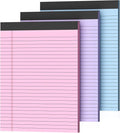 Gehanfai 3 Pack Colored Legal Pads 8.5 x 11 Inch, Wide Ruled Notepads Lined Memo Note Pads, 8.5x11 Inch Micro Perforated Writing Pads 30 Sheets Per Pad for Work Study Daily Note Taking List