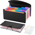 13 Pocket A6 Receipt Organizer, 2 Pack Small Accordion File Organizer, Coupon Organizer with Labels - Black