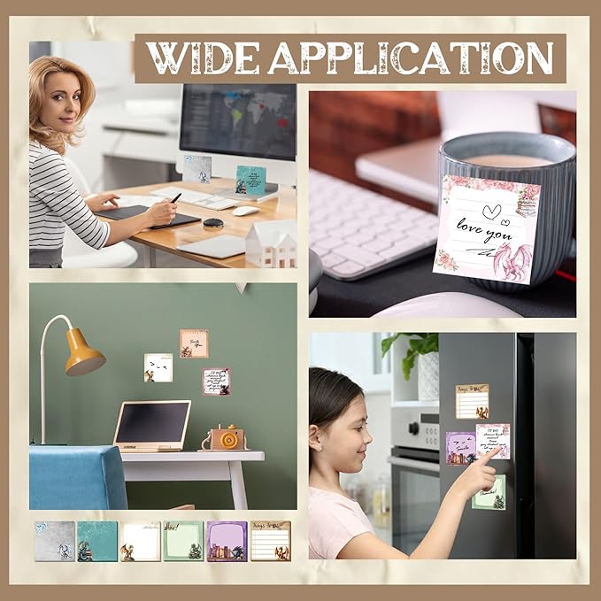 9 Pads Dragon Sticky Notes 3x3 Inch Cute Self Stick Notepads Notes Adhesive Memo Pad Office Decor Gifts for Students School Teacher Meeting Office Supplies