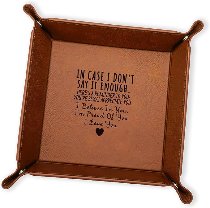 Personalized Valet Tray for Men, Best Husband Ever, 5 Design Option, PU Leather Key Dish for Entryway Table, Catchall Tray for Wallet, Birthday,Anniversary, Valentines Gift for Husband from Wife