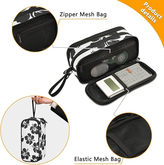 Tropical Hawaiian Hibiscus Flowers Pencil Case Box Boys Girls Large Pencil Pouch Zipper Compartments Big Capacity Stationery Pen Bag for Kids Teens Adults School