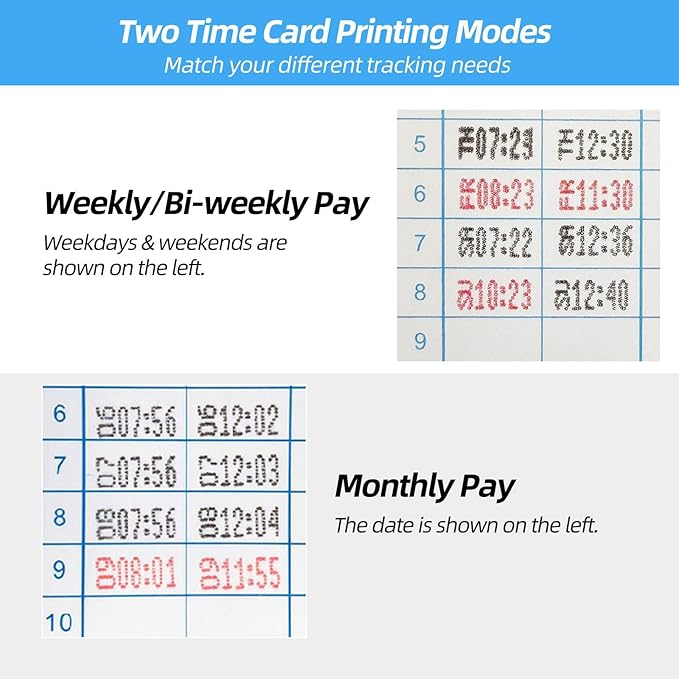 TooCust Time Clock Bundle with 400 Time Cards, 4 Ink Ribbons, 2 Ten-Slot Time Card Racks, & 2 Security Keys, Auto-Align Time Clocks for Employees Small Business