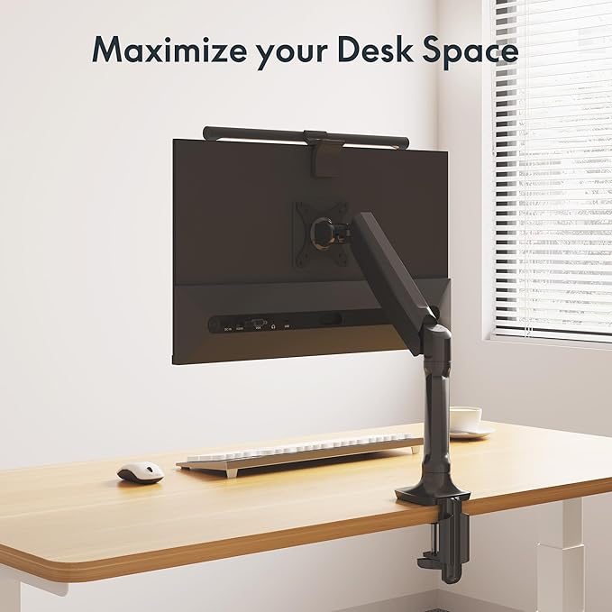 FlexiSpot Monitor Stand, 17 to 30 Inch Monitor Mount up to 11 lbs for Office Home Gaming, Heavy Duty Gas Spring Vesa Mount with C Clamp and Grommet Base, Black