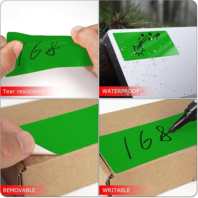 Meitaat Green Rectangle Stickers 4 x 2 Inch Color Coding Labels Vinyl Roll Self-Adhesive Waterproof Removable 500 PCS