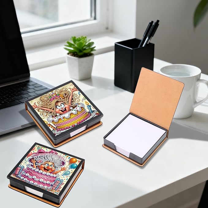 2 pcs Surprise Diamond Painting Kit Note Box,Memo Paper Storage Box Diamond Art,Sticky Note Holder Diamond Art,Diamond Painting Memo Pad For Office Desk. (Surprise)