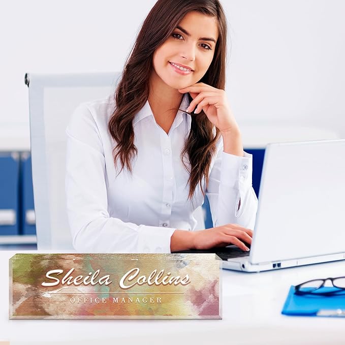 Custom Acrylic Name Plate for Desk, Employee Appreciation Gifts, Office Decor, Personalized, Funny Gifts for Coworkers, Boss, Teacher (Colorful)