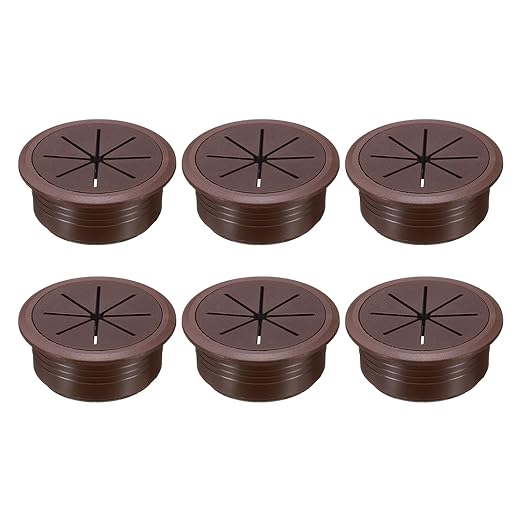 uxcell 6 Pcs Desk Grommet, 2.09 inch 53mm Desk Cable Hole Cover Wire Hole Insert for Home Office Table Cabinet Cord Organizer, Coffee