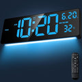16.5" Digital Clock Large Display with Remote Control, 6-Color Night Light Digital Wall Clock with Dual Alarms, Temperature, Auto DST Large Digital Clock for Living Room, Bedroom, Desk, Mounted, Gift