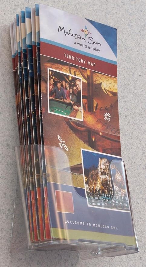 Set of 60, Flyer Holders, Clear Molded Plastic Brochure Racks for 4”w x 9”h Content – Countertop Literature Stand Can Be Wall Mounted