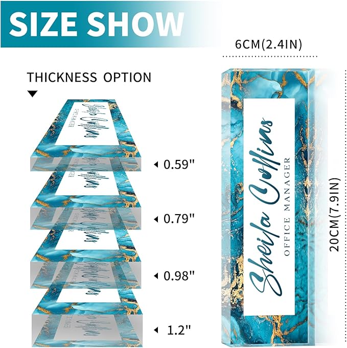 Custom Name Plate for Desk, Employee Appreciation Gifts, Acrylic Desk Name Plate Personalized, Office Desktop Accessories, Office Decor Gifts for Coworkers Boss Teacher (Blue/Gold)