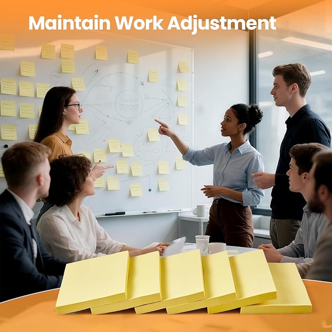 3 in x 5 in Large Sticky Notes, 76 x 127 mm 6 Pads Assorted Self-Stick Pads for Notebook,Office,School and Home,80 Sheets/Pad (24 Pads Yellow)